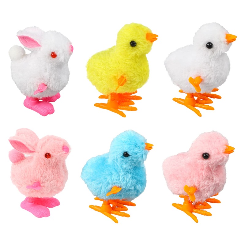 Kimober 12Pcs Wind Up Bunny Chick Toys,Jumping Chicken And Wind-Up Bunny Clockwork Toys For Easter Egg Hunt Basket Stuffers Part