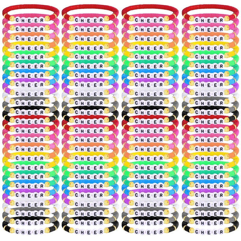 Luyi 96 Pcs Cheer Bracelets For Team Cheer Gifts Cheerleader Gifts Set For Cheer Stuff Women Preppy Heishi Beaded Friendship Y2K