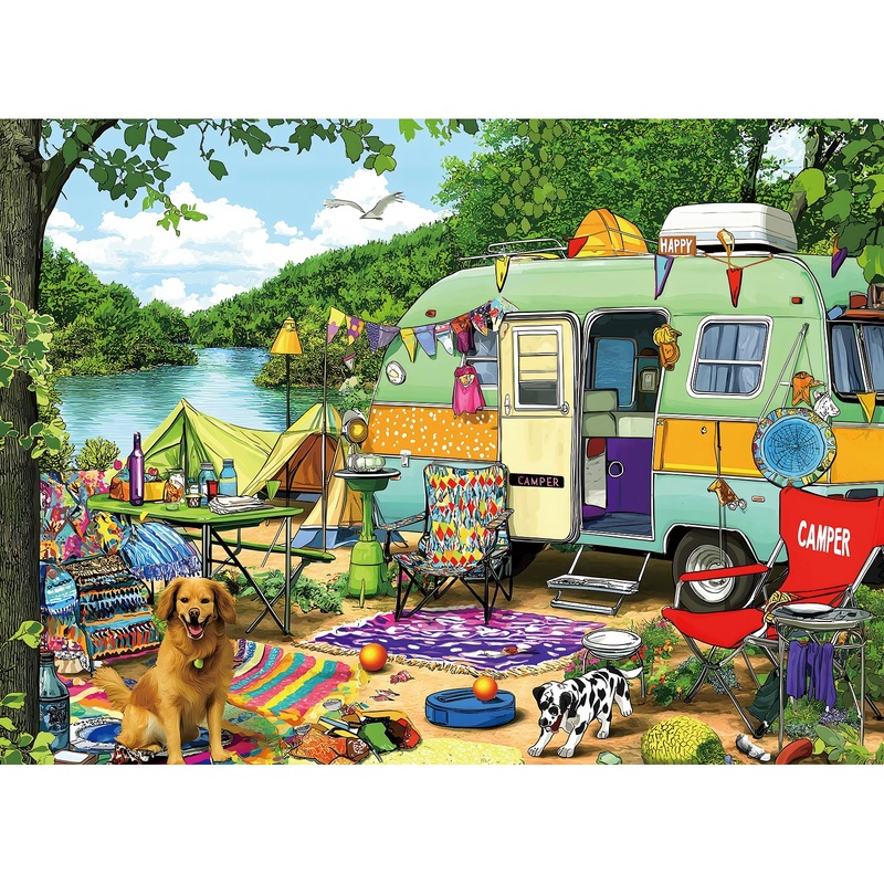Miniwan Puzzles For Adults 500 Pieces, Lakeside Camping Puzzle Challenging Puzzles For Adults, Jigsaw Puzzles 500 Pieces Ideal F