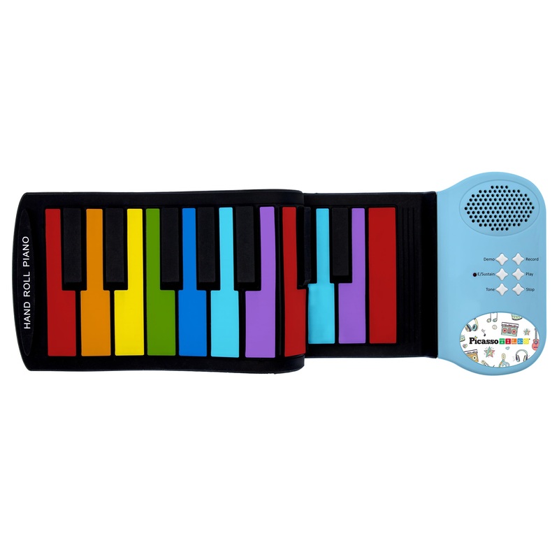Picassotiles Pt49 Kid’S 49-Key Flexible Roll-Up Educational Electronic Digital Music Piano Keyboard W/Recording Feature, 8 Diffe