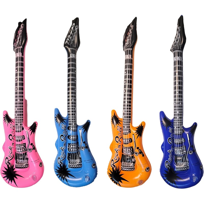 Rock Inflatable Mini Guitars (23 Inches) Vinyl. Perfect Party Favor, Dj Dance 80S Rocker (12)
