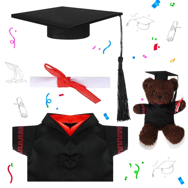 Roshtia Graduation Bear Clothes Graduation Cap And Gown Outfit Fits Most 8” – 12” Inch Plush Bear Make Your Own Plush Stuffed