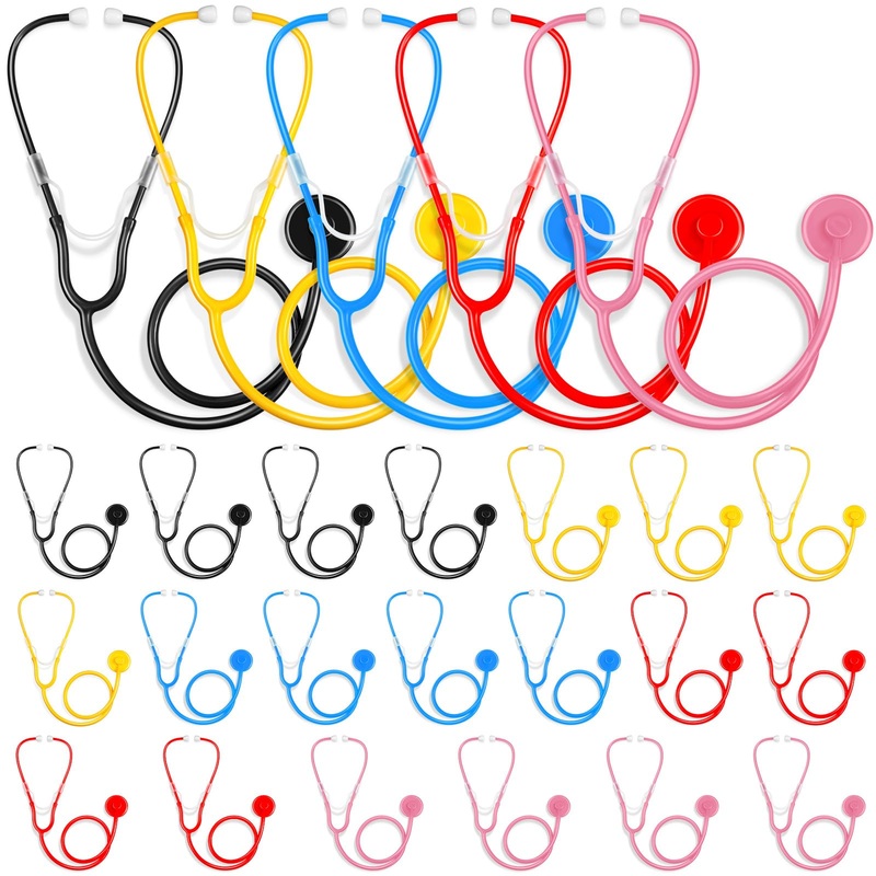Roundfunny 20 Pcs Kids Stethoscope Toy Real Working Plastic Stethoscope For Kids Role Play Girls Boys Doctor Nurse Accessories C