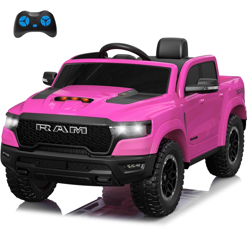 Segmart Licensed 2025 Dodge Ram 1500 Rho, 12V Ride-On Electric Truck For Kids With Remote Control, Battery Powered With Car Key/
