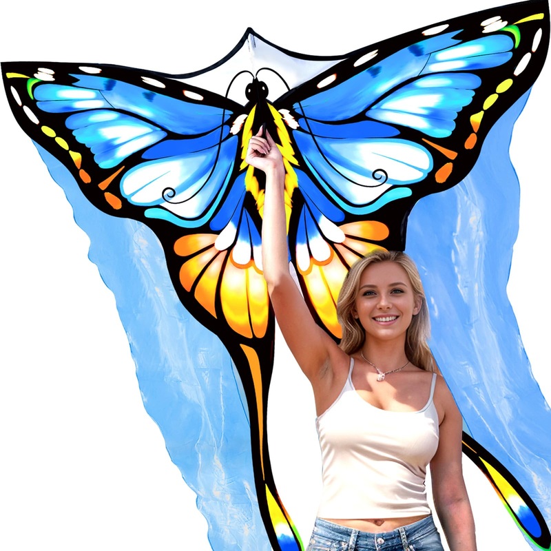 Sgftre Beautiful Blue Tulle Butterfly Kites For Adult And Kids Ages 4-8