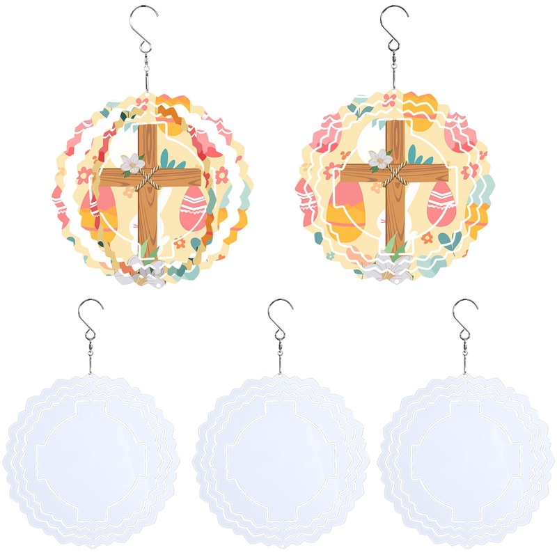 Sublimation Wind Spinner Blank 8 Inch 5 Pack Aluminum Wind Sculpture Double Sided Heat Transfer Printing (Cross Shape)