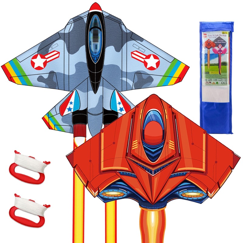 Tcvents 2 Pack Kites For Kids Ages 4-8 8-12, Large Fighter Plane Kite For Adults Easy To Fly Easter Gift, Perfect Outdoor Fun Sp