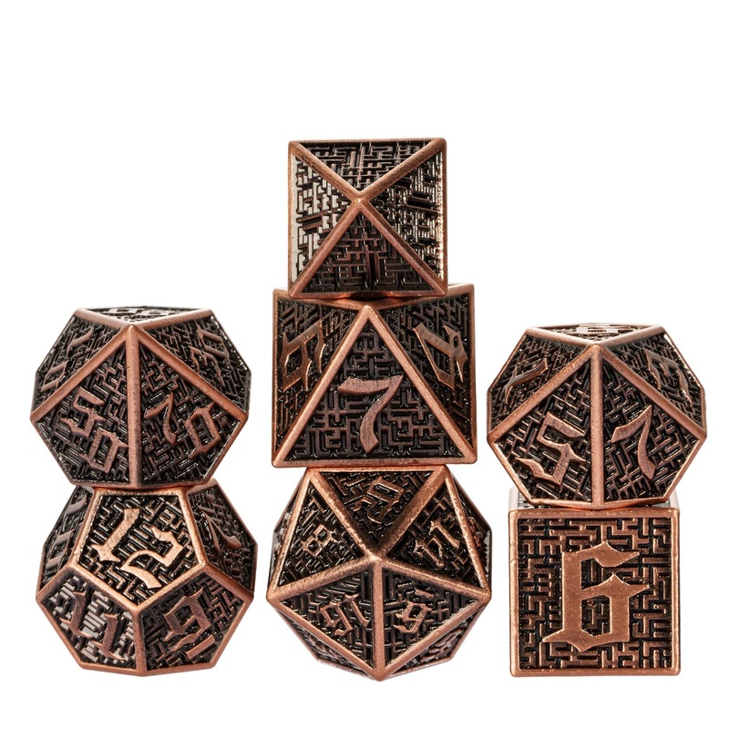 Udixi Polyhedral Dice Set Metal Dnd Dice 7Pcs Maze Carved Dungeons And Dragons Dice For Role Playing Dice Games