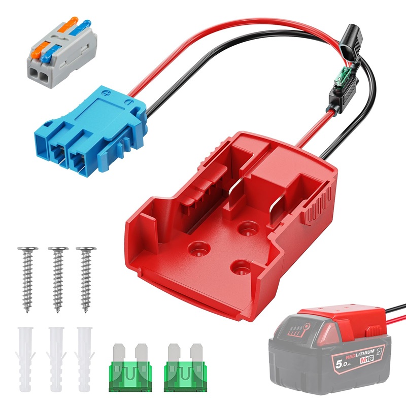 Vibit 2 Pack Power Wheel Adapter For Milwaukee M18 Battery, Peg-Perego Milwaukee Battery Adapter With Original Wire Harness Conn