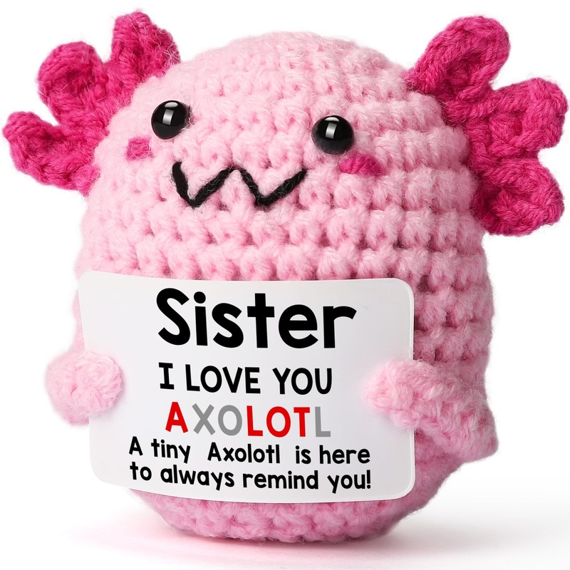 Weyon Sisters Gifts From Sister, Crochet Axolotl Gifts For Bestie Bff & Little Sister In Law On Birthday & Christmas Stocking St