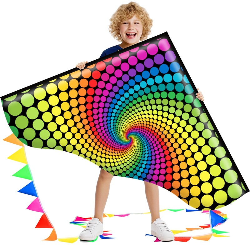 Xida Delta Kites For Kids Ages 8-12, Large Kites For Adults, Easy To Fly Beach Kite With Handle And String(Spiral),Perfect For F
