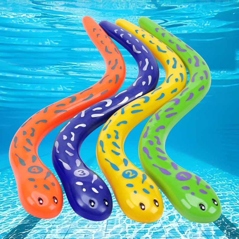 4Pcs Pool Diving Toys For Kids – Eels Snake Diving Toys Underwater Swimming Pool Accessories, Swimming Pool Games For Kids Adult
