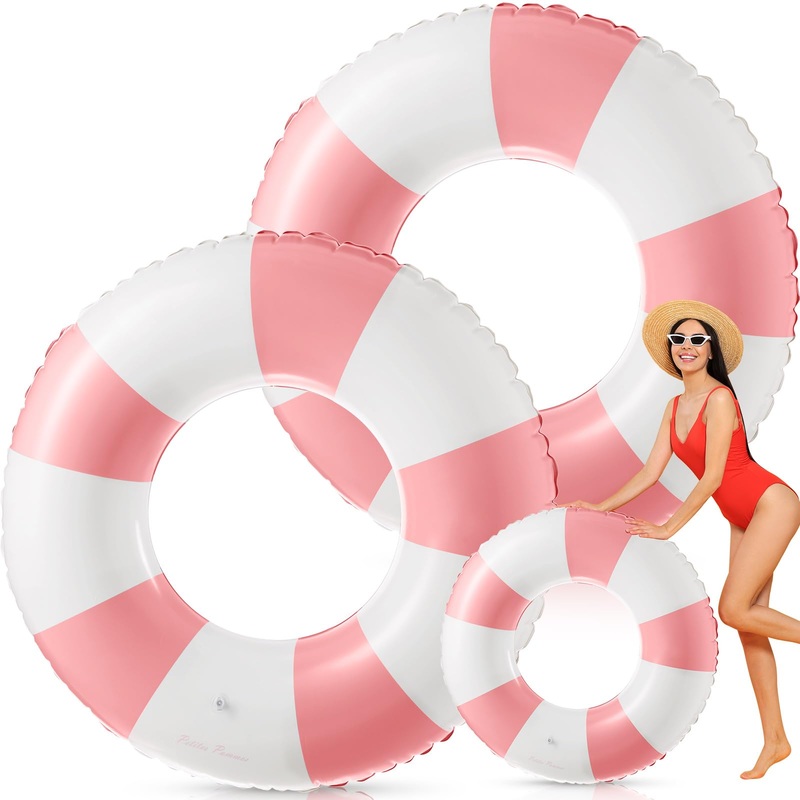 Arrowbash 2 Pcs 2 Pcs Jumbo Inflatable Pool Float 47.24 Inch Floaties Tubes Classic Striped Pool Rings For Adult Inflatable Inne