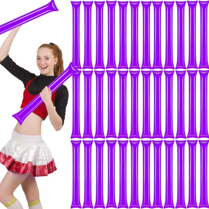 Cssopenss 50 Pcs Purple Thunder Sticks Thicken Plastic Cheersticks Purple Inflatable Thunder Sticks Sporting Events Team Spirit