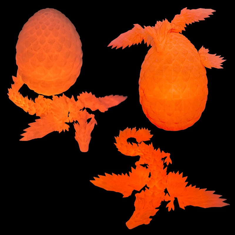 Flavery 3D Printed Flying Dragon In Egg – 9” Flexible Winged Crystal Dragon Inside, Cool Fidget Toy, Birthday Gift, Desk Pet Fi