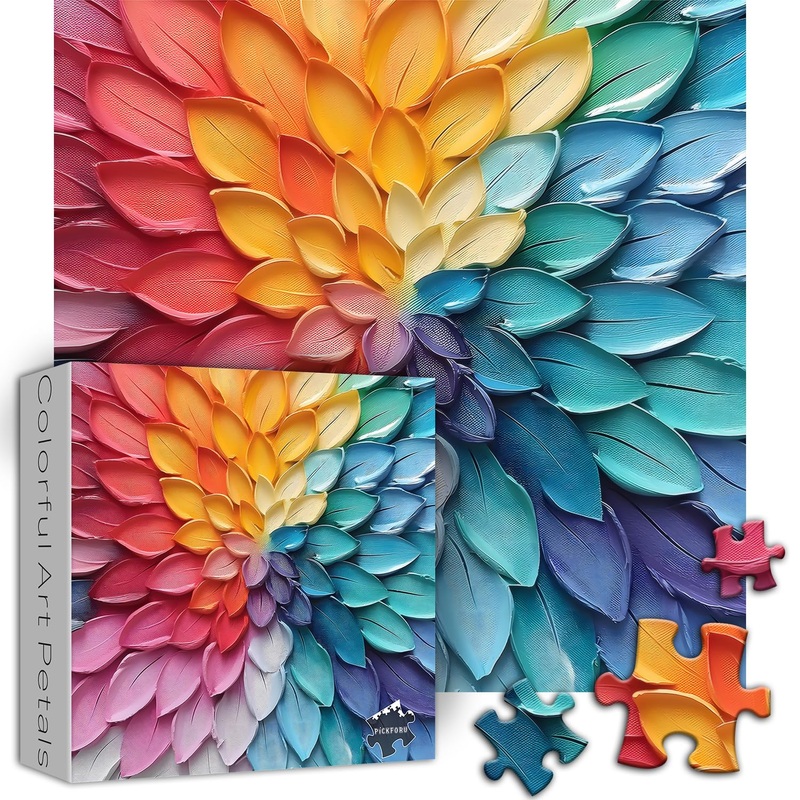 Flower Puzzle For Adults 1000 Piece, Gradient Rainbow Puzzle Art Painting, Impossible Puzzles Challenging Jigsaw Puzzles, Colorf