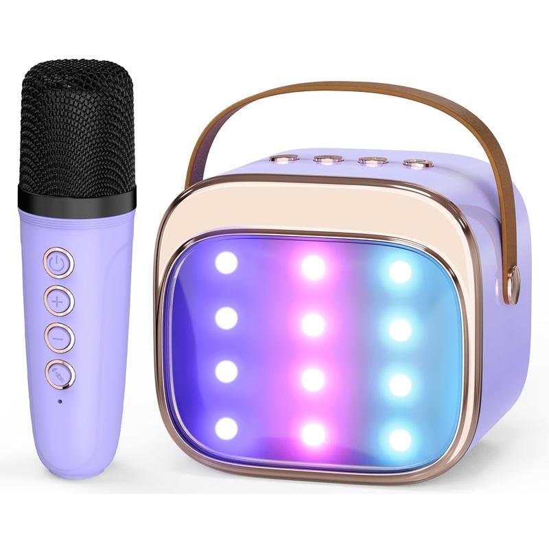 Flueston Mini Karaoke Machine For Kids Adults, Portable Bluetooth Speaker With Wireless Microphone, Birthday Kids Gifts Toys For