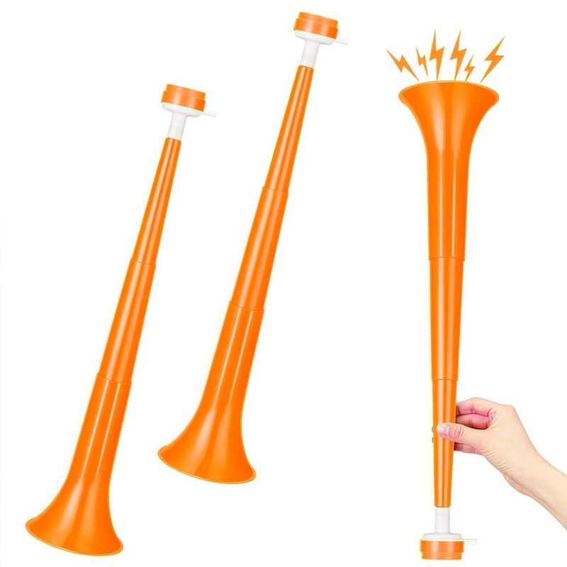 Gcqjoq 2 Pcs Collapsible Stadium Horn, 21 Inch, Plastic Vuvuzela Trumpet Noisemakers For Sports Events, Carnivals, Parties, Oran