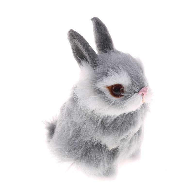 Gudves Mini Realistic Cute Plush Rabbits Fur Lifelike Animal Easter Bunny Simulation Toy Model Gift Miniatures Decorations (Rabb