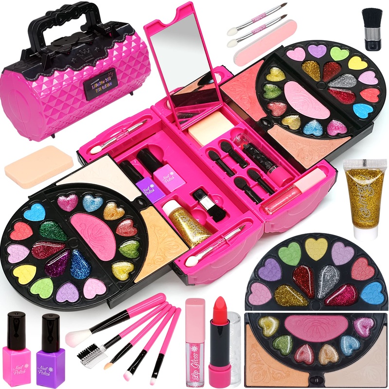 Kids Makeup Kit For Girl – 59 Pcs Real And Safe Make Up For Kids Girls, Washable Little Girls Makeup, Princess Toy Makeup Kit Fo