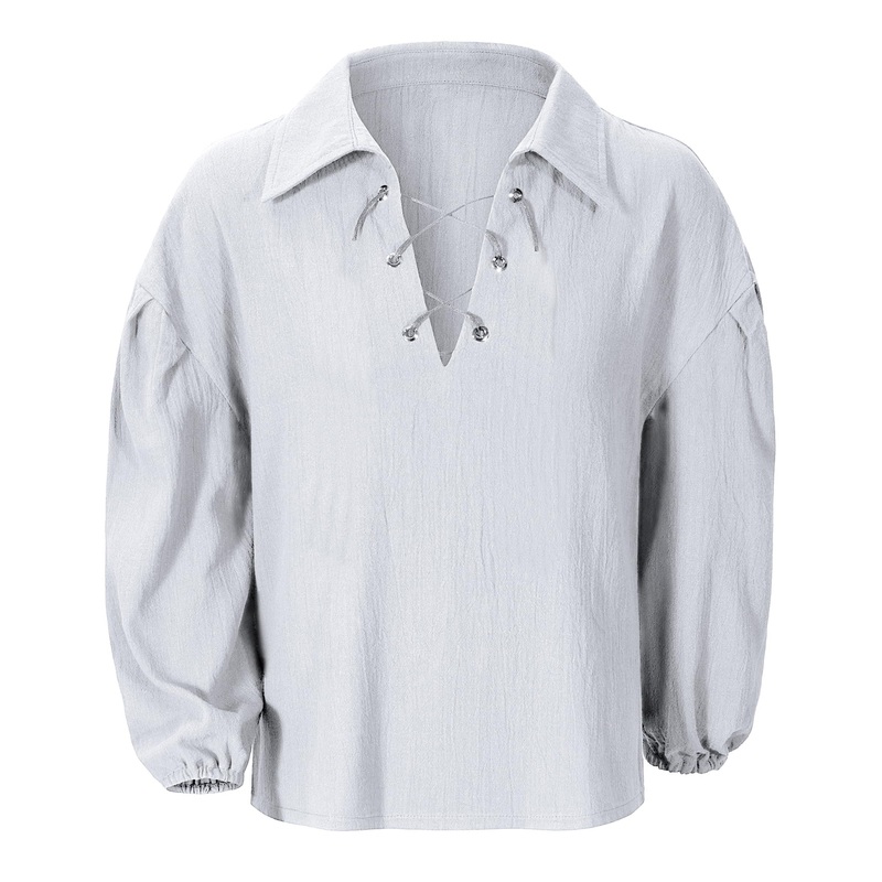 Kids Medieval Viking Pirate Renaissance Retro Costume Shirt For Boys Halloween Party Cosplay 3-4T White