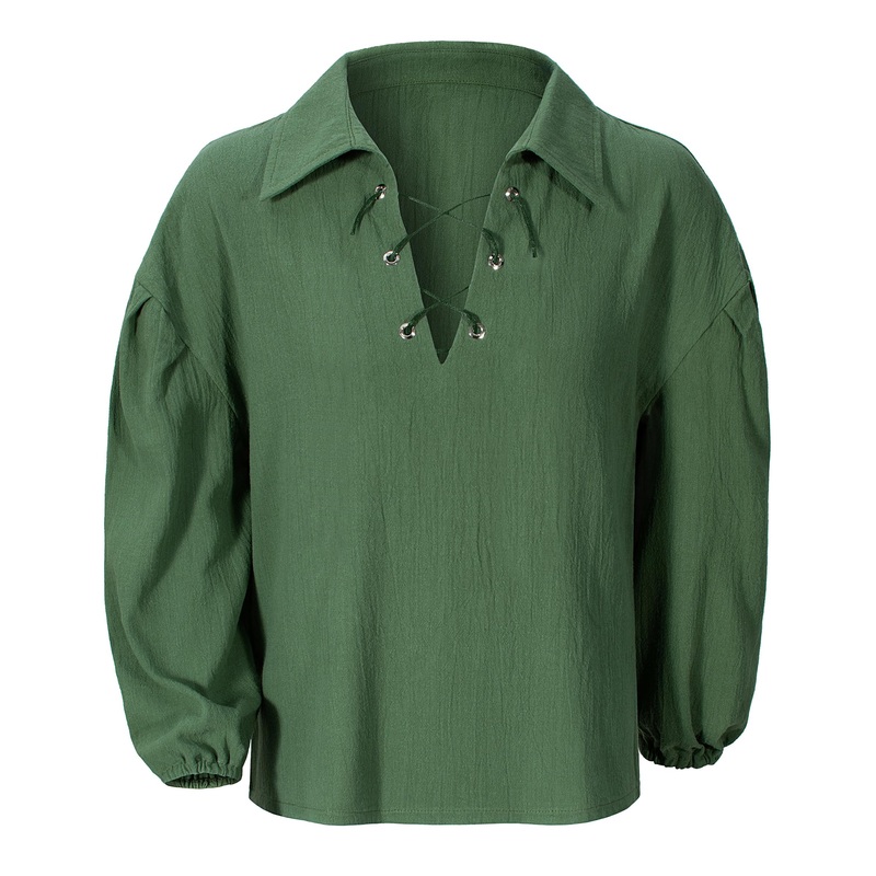 Kids Medieval Viking Pirate Renaissance Retro Costume Shirt For Boys Halloween Party Cosplay 4-6T Green