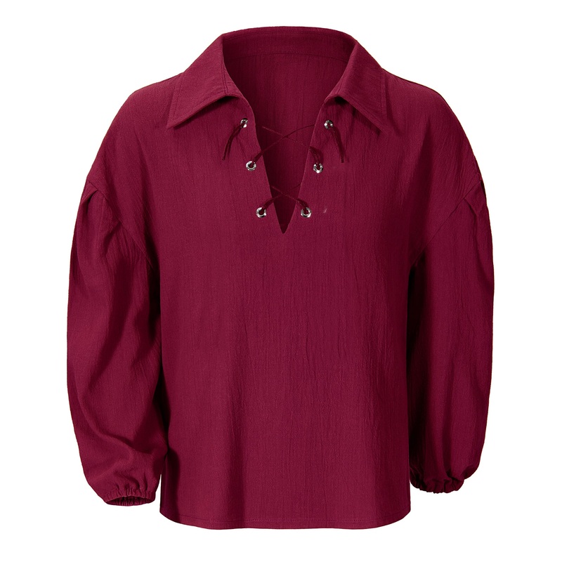 Kids Medieval Viking Pirate Renaissance Retro Costume Shirt For Boys Halloween Party Cosplay 8-10 Years Red