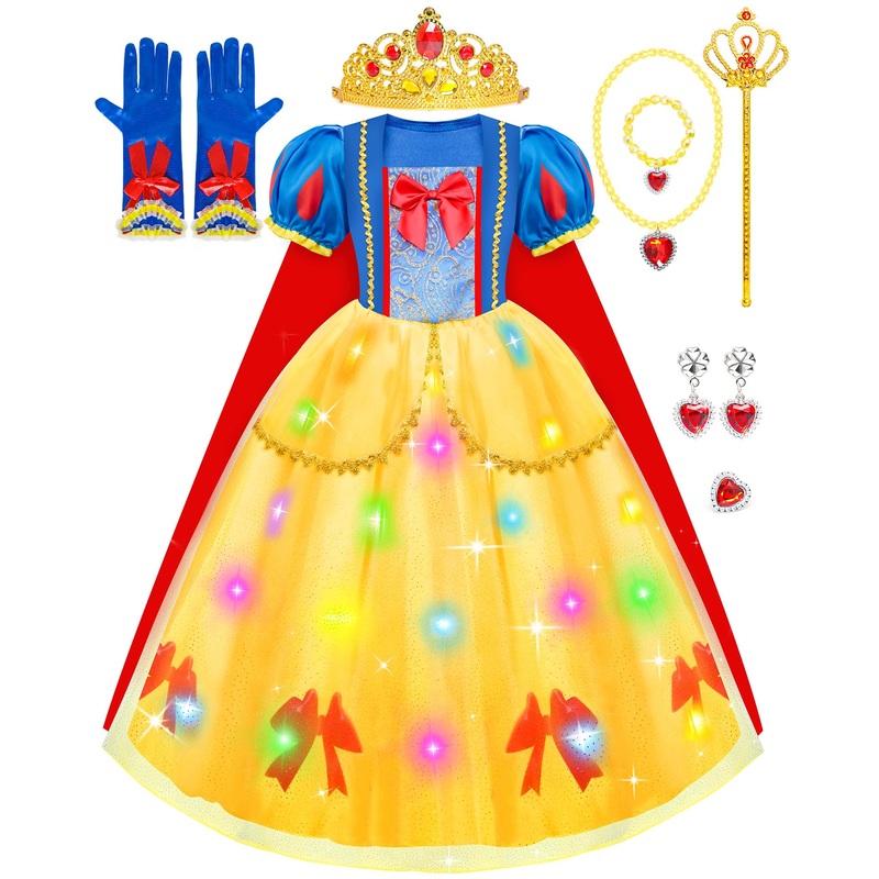 Meland Princess Dress – Light Up Princess Dress Up Clothes For Girls 3-8 Princess Costumes For Girls Toddlers Birthday Gift (9-1