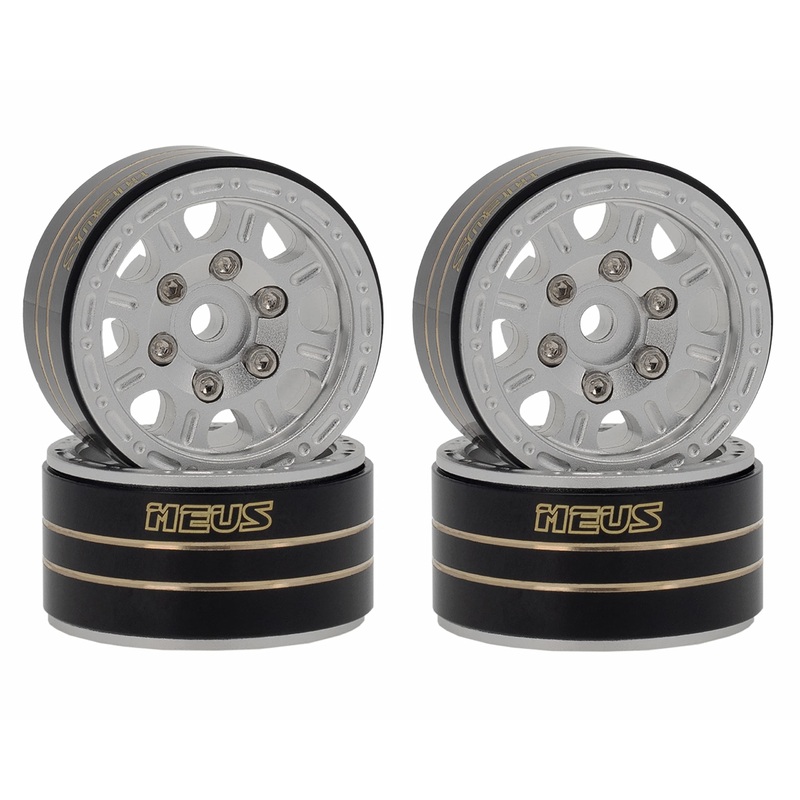 Meus Racing 4Pcs 1.0 Beadlock Wheels Hub Rims W/Removable Thickened 4Mm Hex Adapter For 1/18 Trx4M, Axial Scx24 Gladiator Bronco