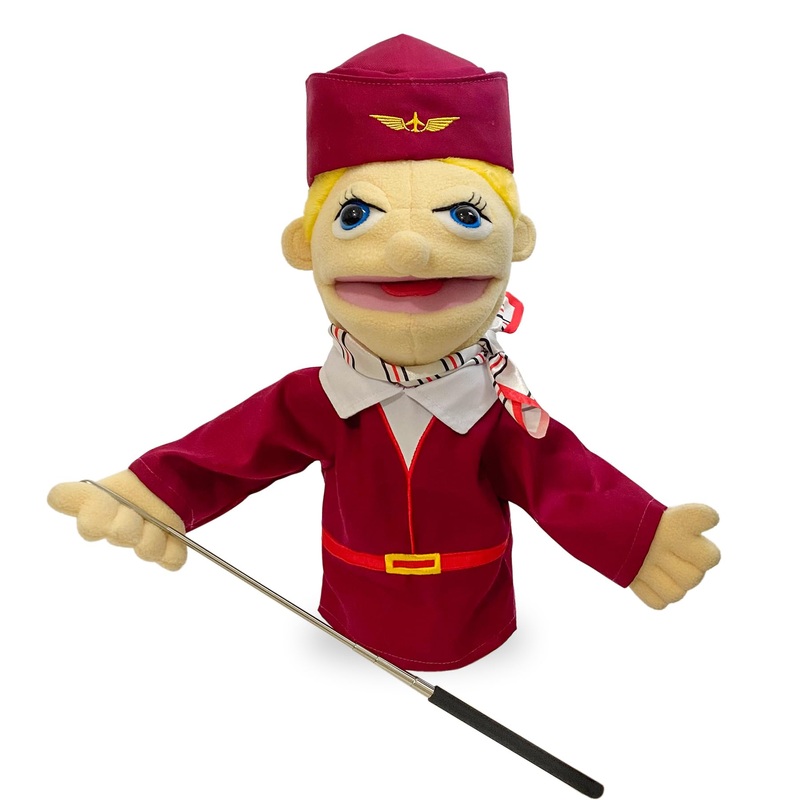 Okegztoa 16”Puppets Entriloquist Puppet,Hand Puppets For Kids Plush Stewardess Puppets For Adults With Removable Mouth Puppet F
