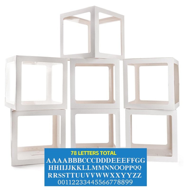 Pabues Baby Boxes For Baby Shower White Clear Balloon Box Blocks Gender Reveal Decorations And Birthday Party (7 Pcs Balloon Box