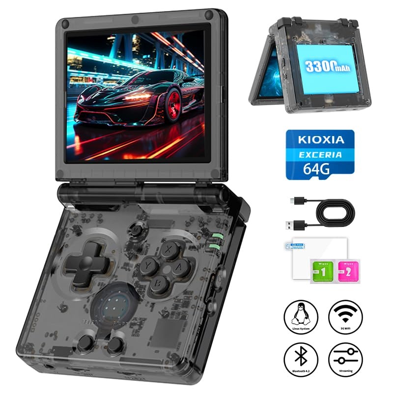 Rg35Xxsp Portable Flip Retro Handheld Game Console With Linux System 3.5 Inch Ips Screen And 64G Tf Card Built-In 3300 Mah Batte