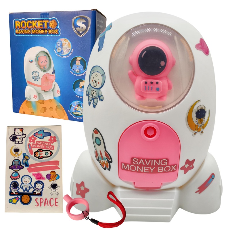 Rocket Ship Piggy Bank For Girls Money Safe Astronaut Piggy Banks For Kids Cash Coin Can Atm Bank For Boys With Key Astronaut St