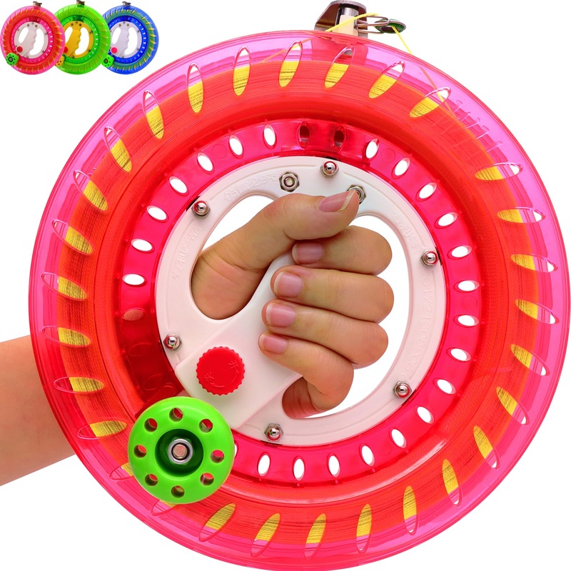 Tianyuefly Kite Reel And String Spool, 8.7Inches Dia With 1200Ft Line, Winder With Lock And Connector For Kids & Adults (Red)