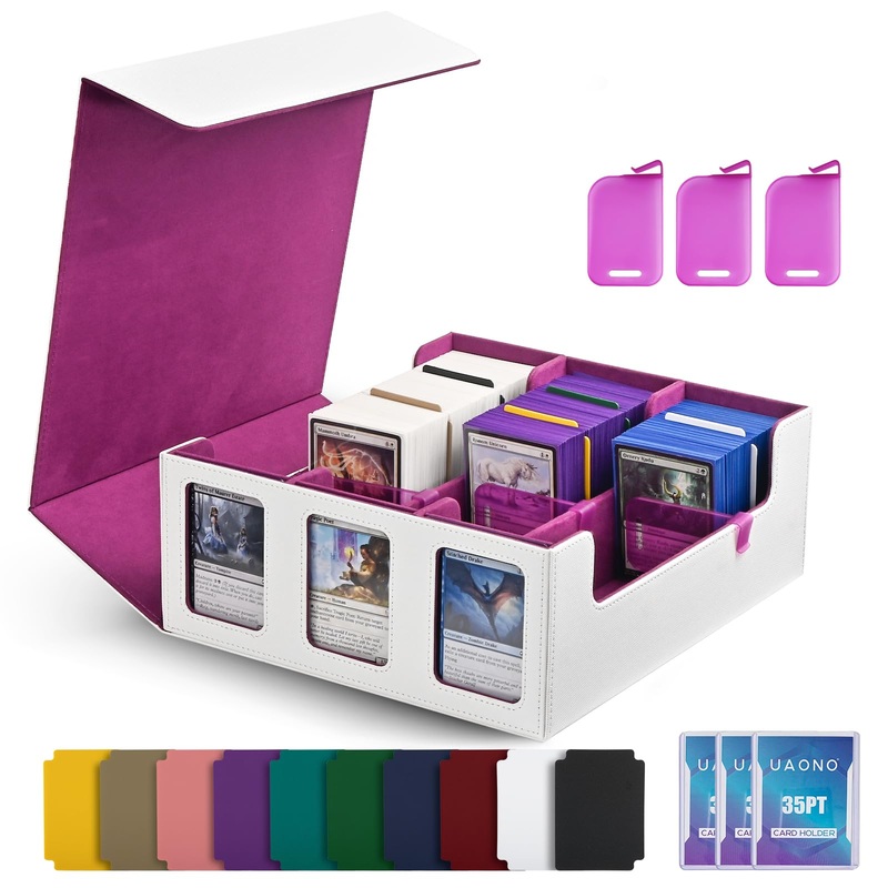 Uaono Card Storage Box For Trading Cards, 1800+ Commander Deck Box For Mtg With Display Window, Toploader Card Case Fits Magic T