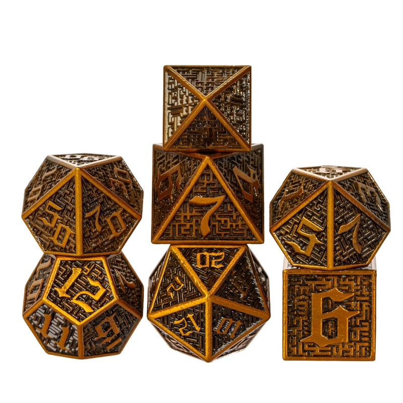 Udixi Metal Dice Set D&D, 7 Die Dnd Polyhedral Dice Set With Leather Pouch For Rpg Dungeons And Dragons Role Playing Games Ttrpg