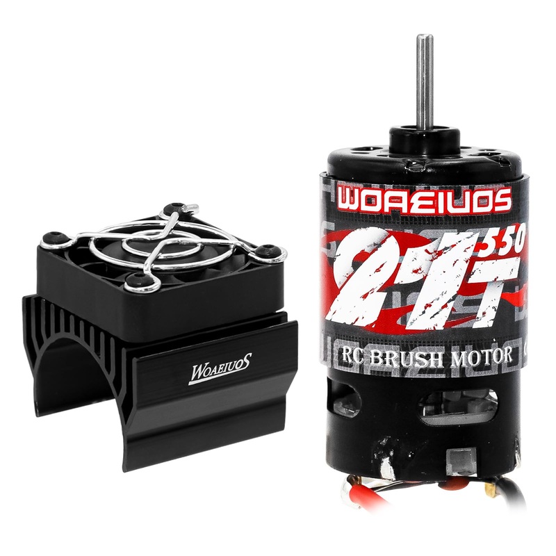 Woaeiuos 550 Brushed Motor 21T & Heatsink Combo For 1/10 Rc Truck Car Traxxas 1/10 Slash Redcat Arrma Axial Hsp Hpi Wltoys Kyosh