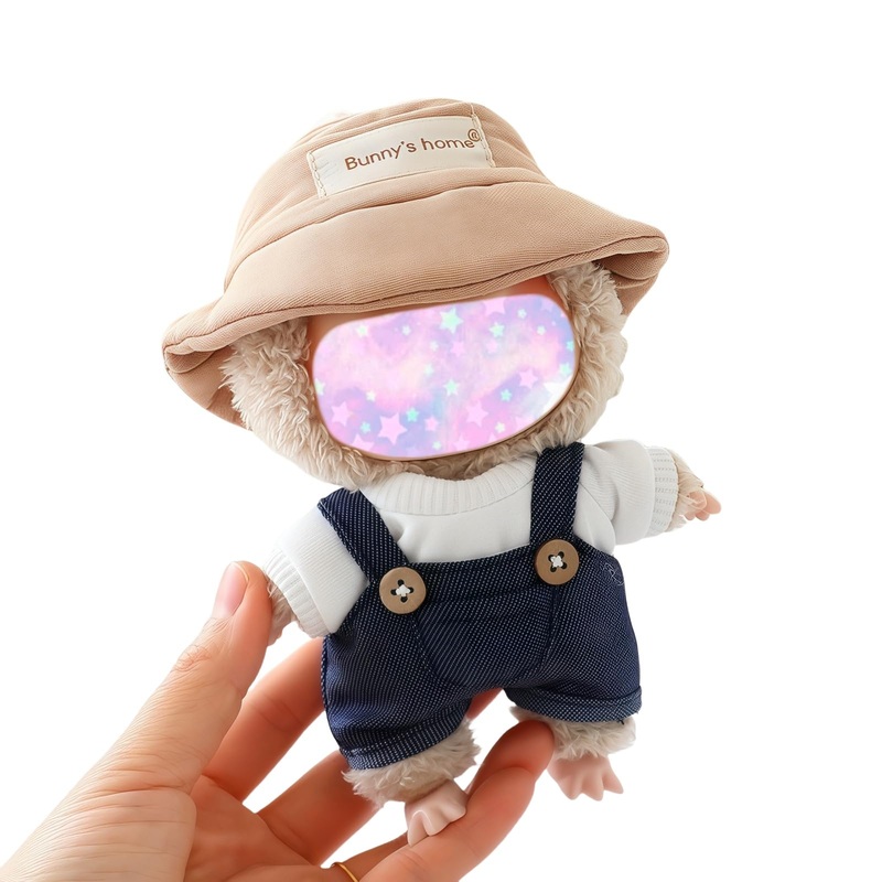 17Cm Doll Clothes Outfit Set (No Doll), 3 Pieces Dress Overalls Set For 6.7Inch Doll Suit, Fashion Chic Hat & Clothes Accessorie