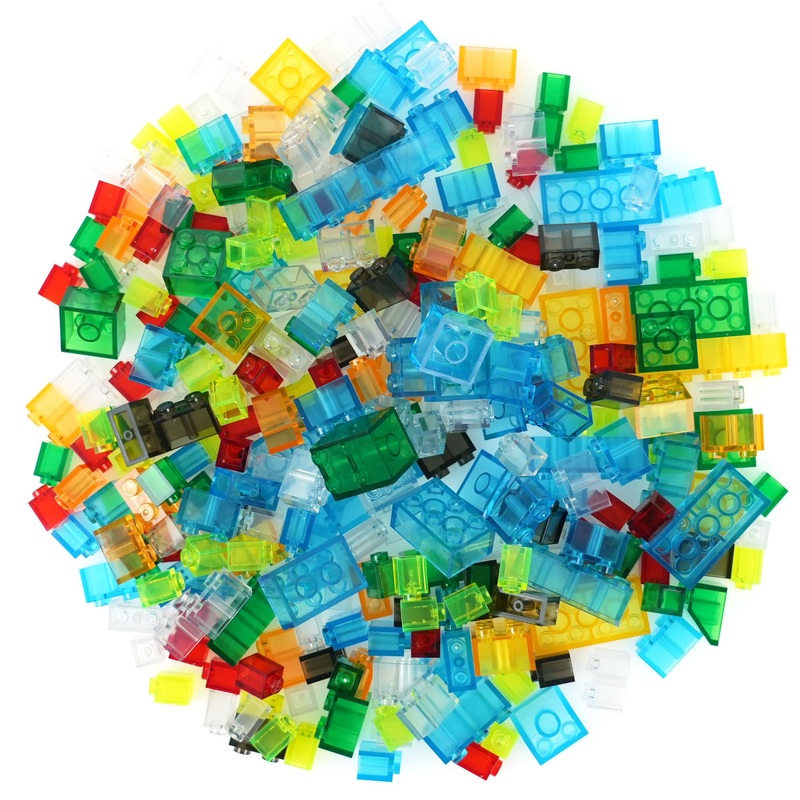 300 Pieces Transparent Clear Bricks Parts Pack, Classic Creative Bulk Blocks Set Blocks In Random Color – Mixed Shape