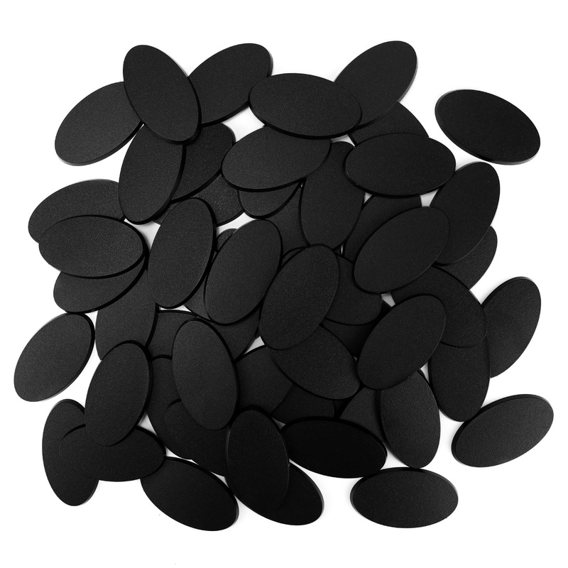 30Pcs Textured Plastic Black Oval Miniature Bases, Model Base For Gaming Miniatures Or Wargames Table Top Games