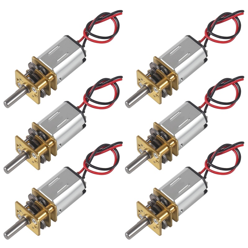 6Pcs Dc 3V-6V Gear Motor N20 Mini Micro Metal Gear Motor With Gearwheel Dc Motors 60Rpm Slow Speed Full Metal Gearbox Reduction