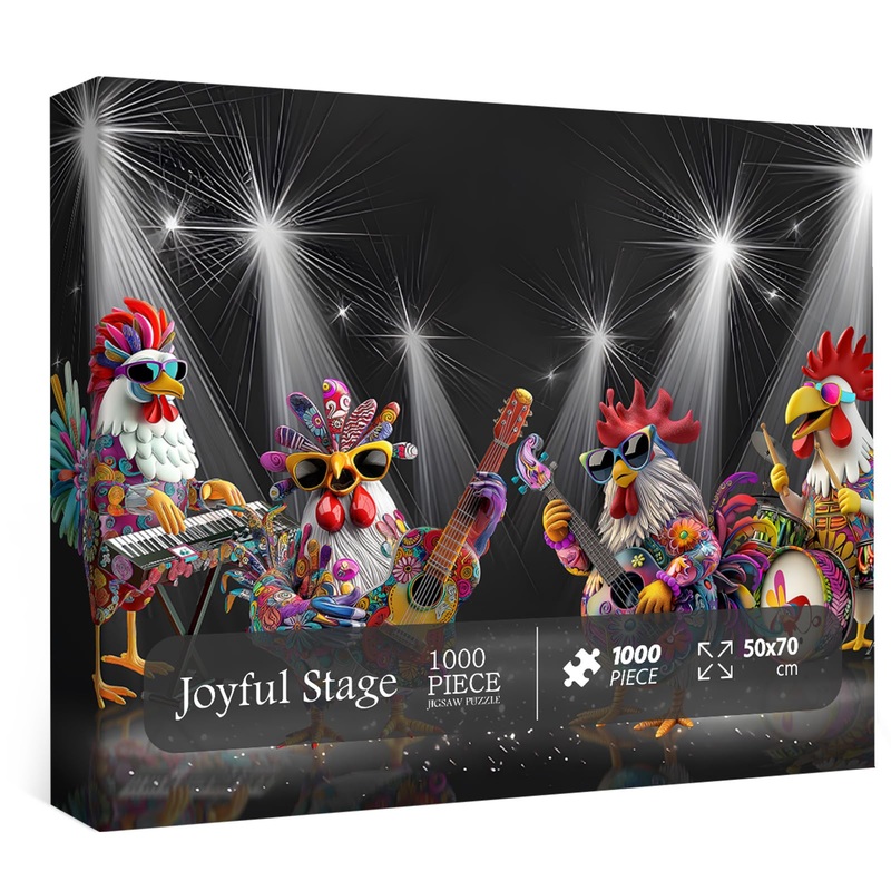 Chicken Puzzles For Adults 1000 Piece, Pickforu Joyful Stage Jigsaw Puzzle For Adults 1000 Pieces, Funny Animal Music Rooster Pu
