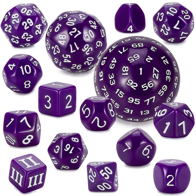Ciaraq Dnd Polyhedral Dice Set (15Pcs) D4-D100 Game Dice With Dice Bag For Dungeons And Dragons Role Playing Table Games (Purple
