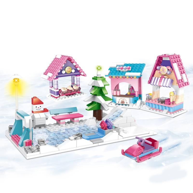 Flybakiz Ski Field Building Sets For Girl Age 6-12, Ski Resort Building Blocks Toys Winter Themed Gift For Kids Who Love Snowy A