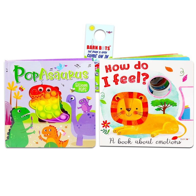 Game Party Touch And Pop Book Set For Toddlers – 2 Pc Bundle With Fidget Toy Storybook And Bonus Storybook For Kids With Animals