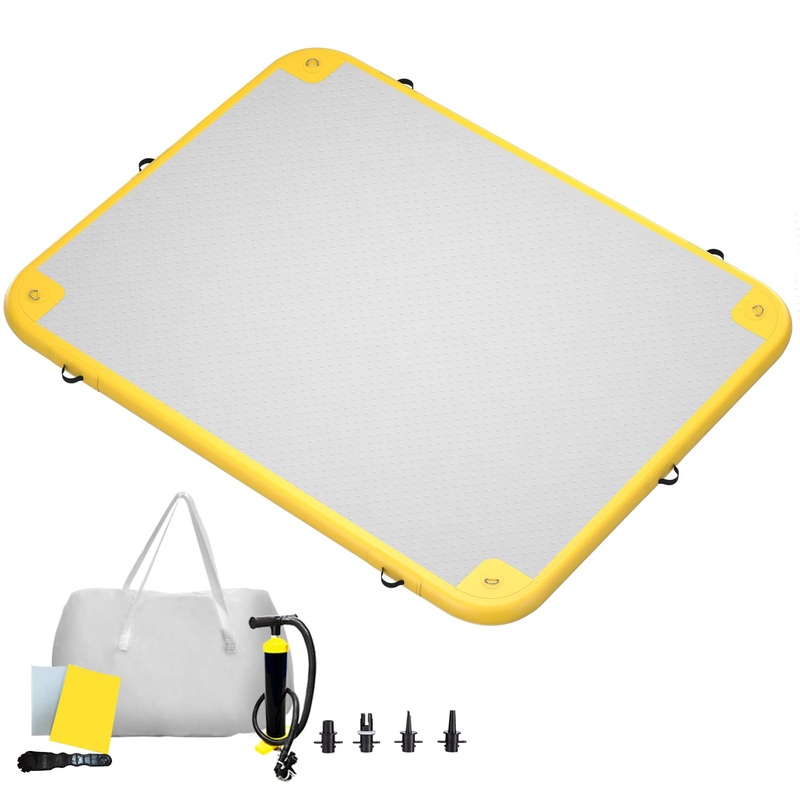 Gonflable 8X6Ft Inflatable Floating Dock, Inflatable Water Platform Raft With Air Pump & Storage Bag, Floating Island Mat For Po