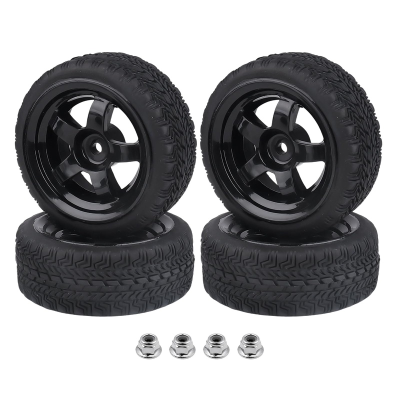 Hobbyfire Pre-Glued Od 2.6” 12Mm Hex Wheels Rims And Rubber Tires For Traxxas Tamiya Hpi Hsp Redcat Rc 1/10 On Road Racing Car,