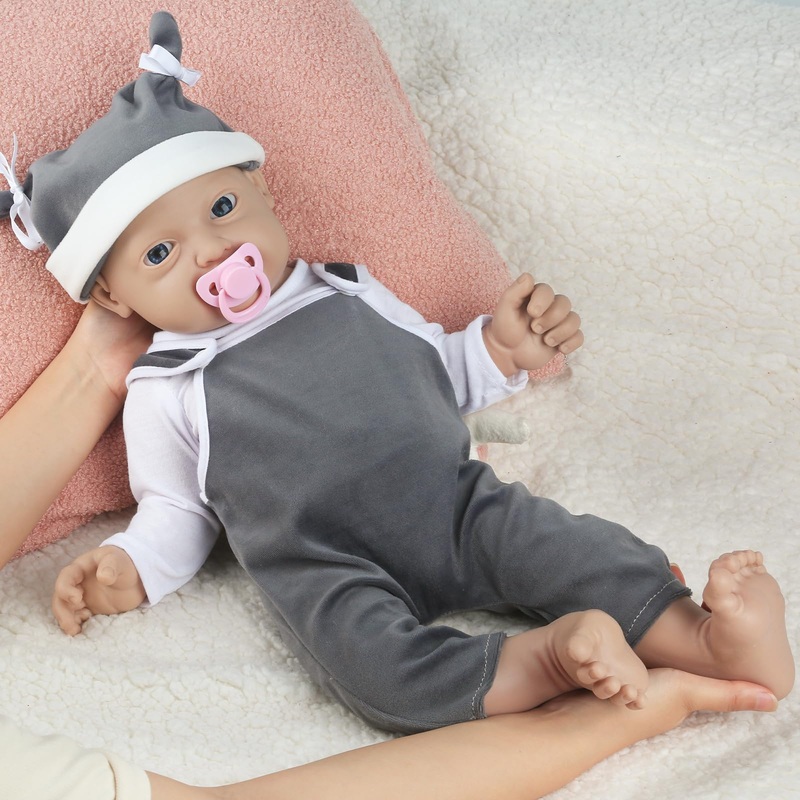 Ivita 18 Inch Full Body Silicone Baby Dolls With Magnetic Mouth, Not Vinyl Dolls, Realistic Newborn Silicone Baby Dolls Gifts Fo