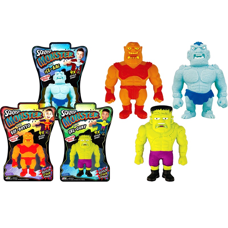 Ja-Ru Stretchy Monster Action Figures (3 Monsters Assorted) – 3.5” Tall Halloween Squish Pull Fidget Toy. Calming Stress Toy Fo