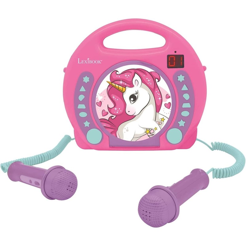 Lexibook Unicorn – Cd Player With Mics, Programming Function, Headphones Jack, For Kids, With Power Supply Or Batteries, Pink/Pu